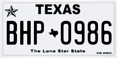 TX license plate BHP0986