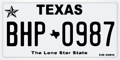 TX license plate BHP0987