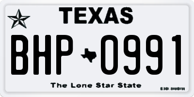 TX license plate BHP0991