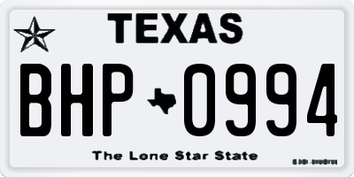 TX license plate BHP0994