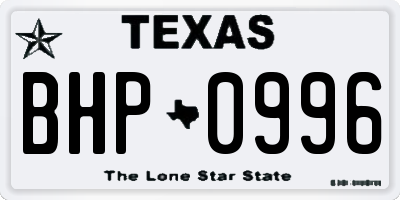 TX license plate BHP0996