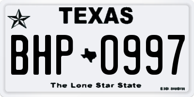 TX license plate BHP0997