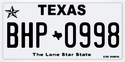 TX license plate BHP0998