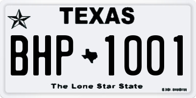 TX license plate BHP1001
