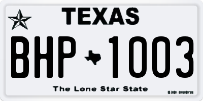TX license plate BHP1003