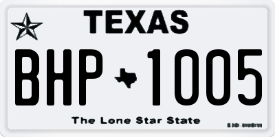 TX license plate BHP1005