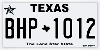 TX license plate BHP1012