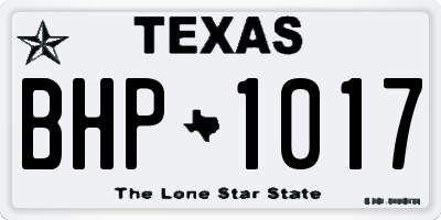 TX license plate BHP1017