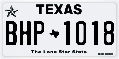 TX license plate BHP1018
