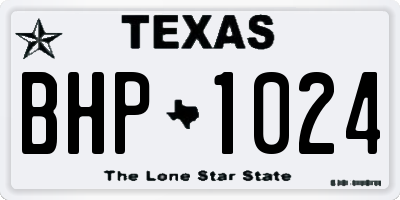TX license plate BHP1024