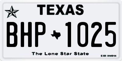 TX license plate BHP1025