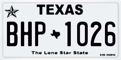 TX license plate BHP1026