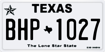 TX license plate BHP1027