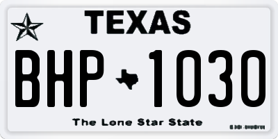 TX license plate BHP1030