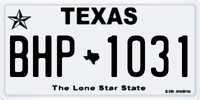 TX license plate BHP1031