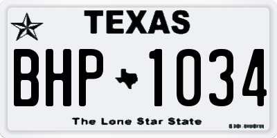 TX license plate BHP1034