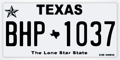 TX license plate BHP1037