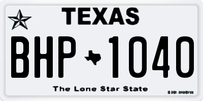 TX license plate BHP1040
