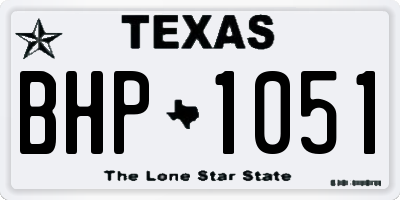 TX license plate BHP1051
