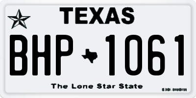 TX license plate BHP1061