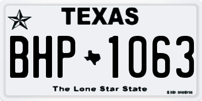 TX license plate BHP1063