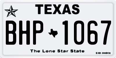 TX license plate BHP1067