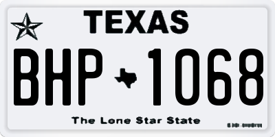 TX license plate BHP1068
