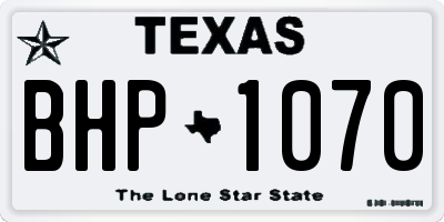 TX license plate BHP1070