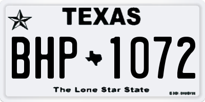 TX license plate BHP1072