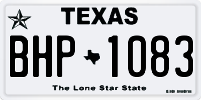 TX license plate BHP1083