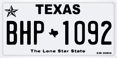 TX license plate BHP1092