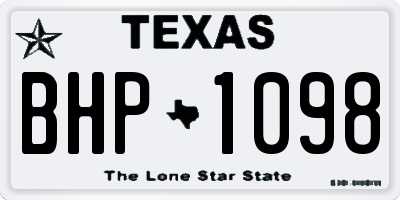 TX license plate BHP1098