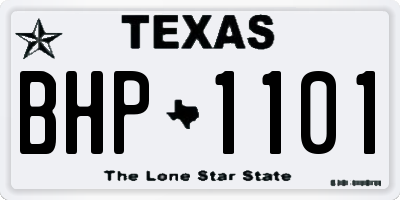 TX license plate BHP1101