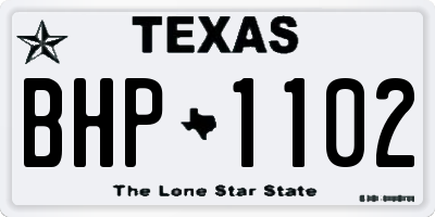 TX license plate BHP1102