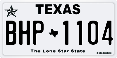 TX license plate BHP1104