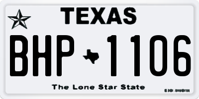 TX license plate BHP1106