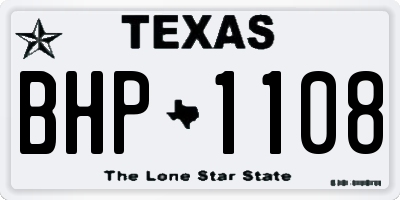 TX license plate BHP1108