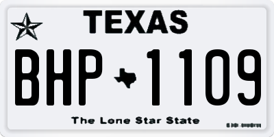 TX license plate BHP1109