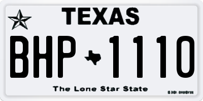 TX license plate BHP1110