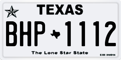 TX license plate BHP1112