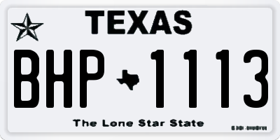 TX license plate BHP1113
