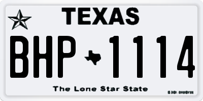 TX license plate BHP1114