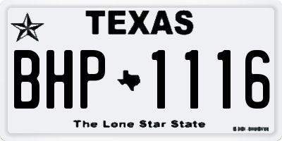 TX license plate BHP1116