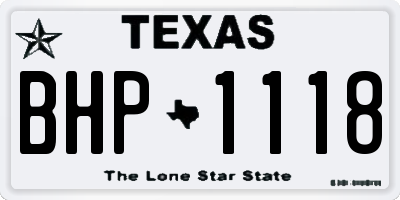 TX license plate BHP1118