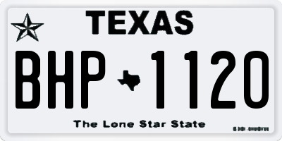 TX license plate BHP1120