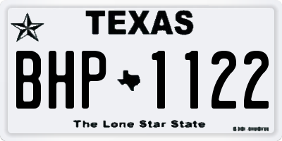TX license plate BHP1122