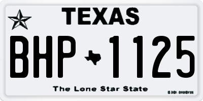 TX license plate BHP1125