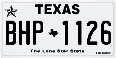 TX license plate BHP1126