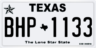 TX license plate BHP1133