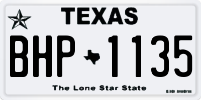 TX license plate BHP1135
